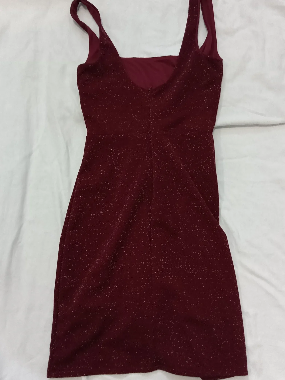 Francesca's Collections Small Sparkling Burgundy Wine Mini Faux Wrap Dress